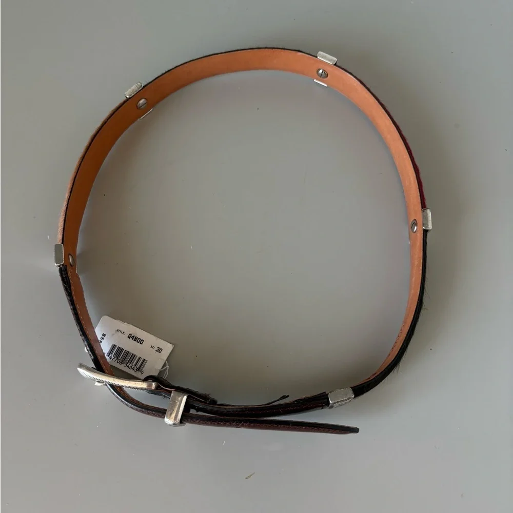 Brighton Haircalf Leather Belt Multicolor Brown Red Black Silver Buckle Size 30